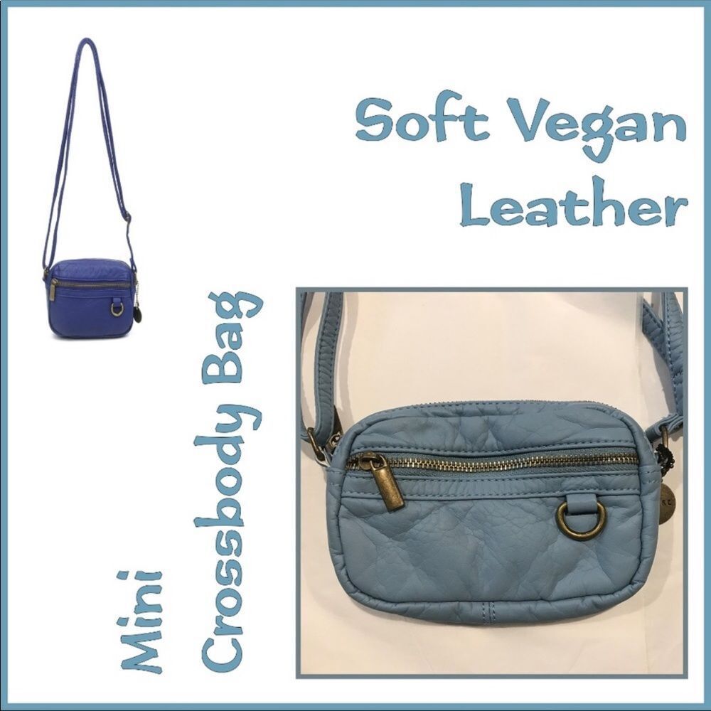 Ampere Baby Blue Soft Vegan Leather Mini Crossbody Bag NWT